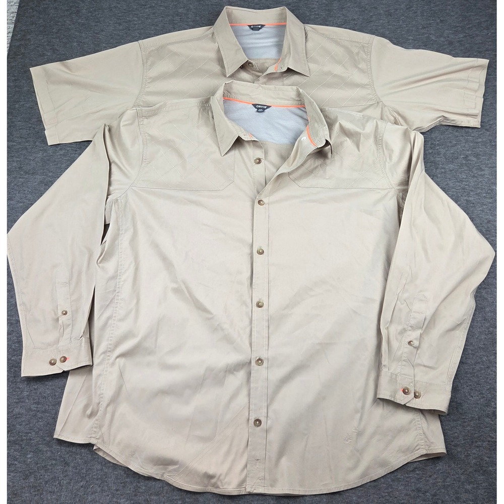 Orvis Shirt Lot Men XXXL Tan Featherweight Shooting Hunting Vent Back 2pc Set